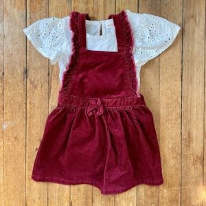 Red Corduroy Jumper Dress Set 2T